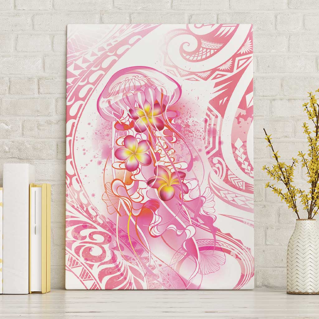Rose Pink Polynesian Jellyfish Canvas Wall Art Watercolor Glows - Polynesian Pride