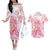 Rose Pink Polynesian Jellyfish Couples Matching Off The Shoulder Long Sleeve Dress and Hawaiian Shirt Watercolor Glows - Polynesian Pride