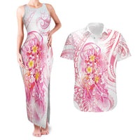 Rose Pink Polynesian Jellyfish Couples Matching Tank Maxi Dress and Hawaiian Shirt Watercolor Glows LT7 Rose Pink - Polynesian Pride