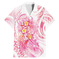 Rose Pink Polynesian Jellyfish Family Matching Mermaid Dress and Hawaiian Shirt Watercolor Glows LT7 Dad's Shirt - Short Sleeve Rose Pink - Polynesian Pride