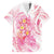 Rose Pink Polynesian Jellyfish Family Matching Off The Shoulder Long Sleeve Dress and Hawaiian Shirt Watercolor Glows - Polynesian Pride