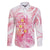 Rose Pink Polynesian Jellyfish Family Matching Off Shoulder Maxi Dress and Hawaiian Shirt Watercolor Glows - Polynesian Pride