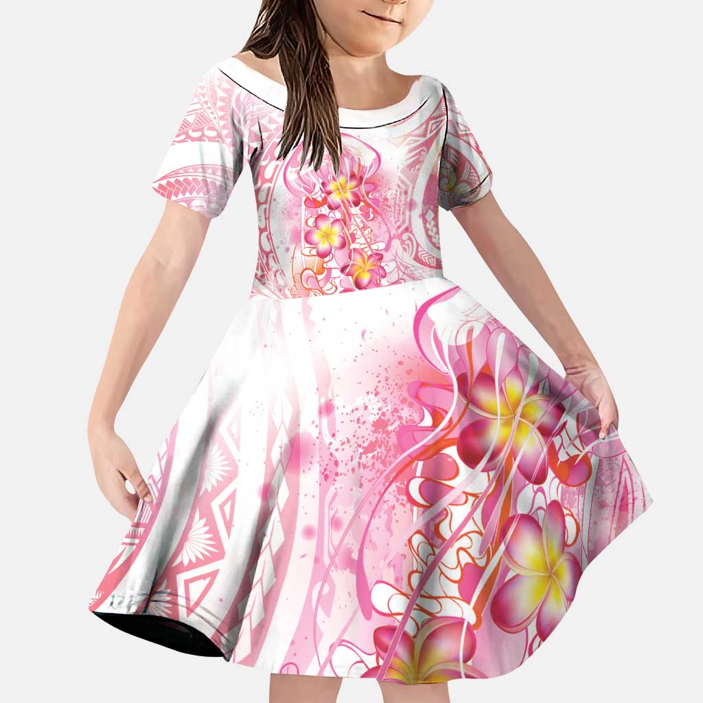 Rose Pink Polynesian Jellyfish Family Matching Puletasi and Hawaiian Shirt Watercolor Glows LT7 Daughter's Dress Rose Pink - Polynesian Pride