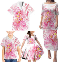 Rose Pink Polynesian Jellyfish Family Matching Puletasi and Hawaiian Shirt Watercolor Glows LT7 - Polynesian Pride