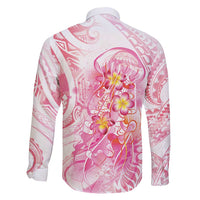 Rose Pink Polynesian Jellyfish Family Matching Puletasi and Hawaiian Shirt Watercolor Glows LT7 - Polynesian Pride