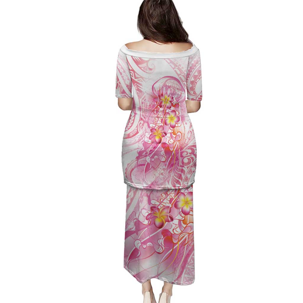 Rose Pink Polynesian Jellyfish Family Matching Puletasi and Hawaiian Shirt Watercolor Glows LT7 - Polynesian Pride