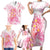 Rose Pink Polynesian Jellyfish Family Matching Short Sleeve Bodycon Dress and Hawaiian Shirt Watercolor Glows - Polynesian Pride