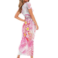 Rose Pink Polynesian Jellyfish Family Matching Short Sleeve Bodycon Dress and Hawaiian Shirt Watercolor Glows LT7 - Polynesian Pride