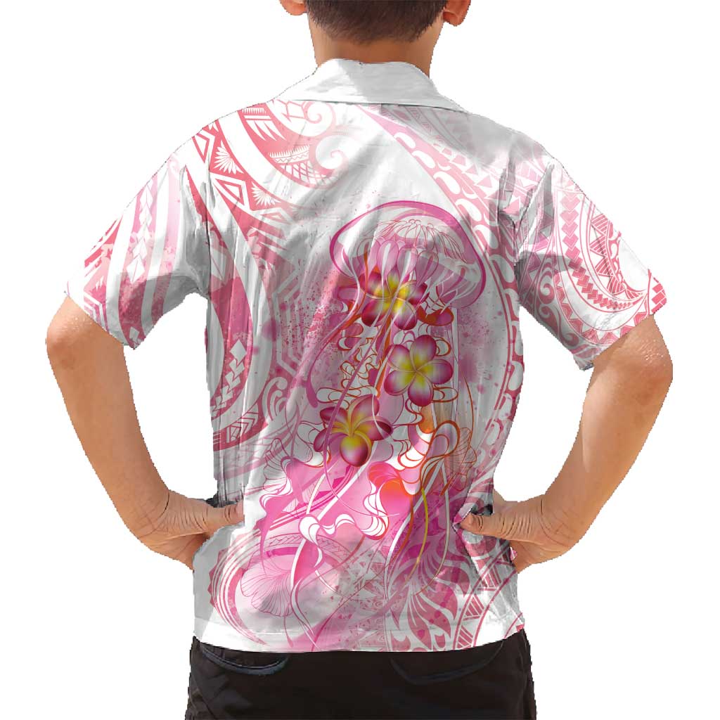 Rose Pink Polynesian Jellyfish Family Matching Tank Maxi Dress and Hawaiian Shirt Watercolor Glows LT7 - Polynesian Pride