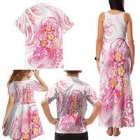Rose Pink Polynesian Jellyfish Family Matching Tank Maxi Dress and Hawaiian Shirt Watercolor Glows LT7 - Polynesian Pride