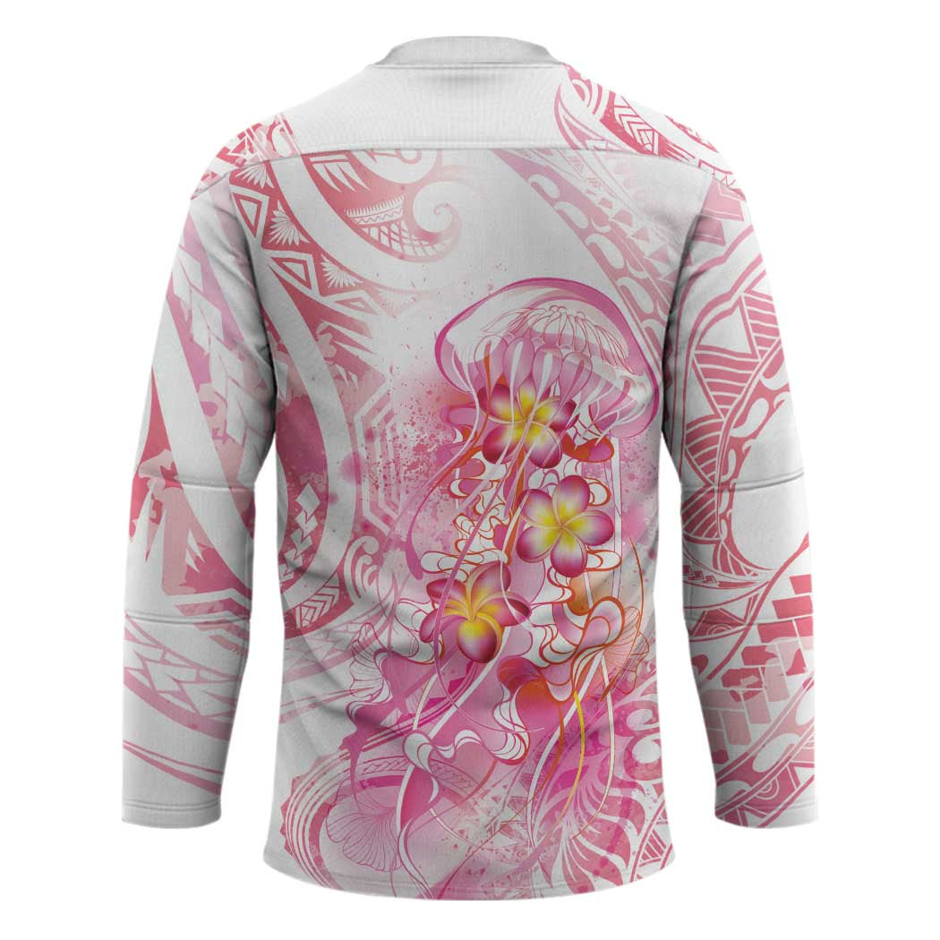 Rose Pink Polynesian Jellyfish Hockey Jersey Watercolor Glows - Polynesian Pride