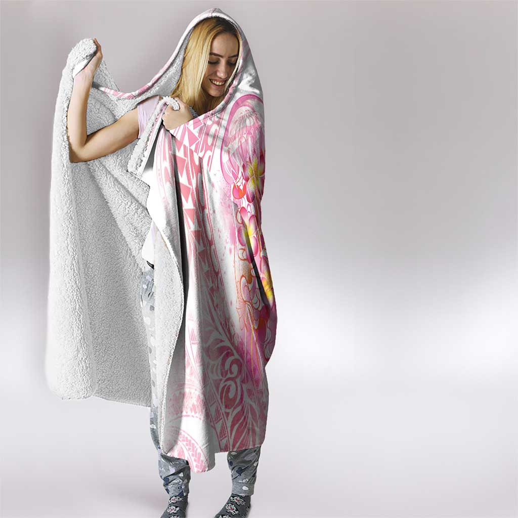 Rose Pink Polynesian Jellyfish Hooded Blanket Watercolor Glows - Polynesian Pride