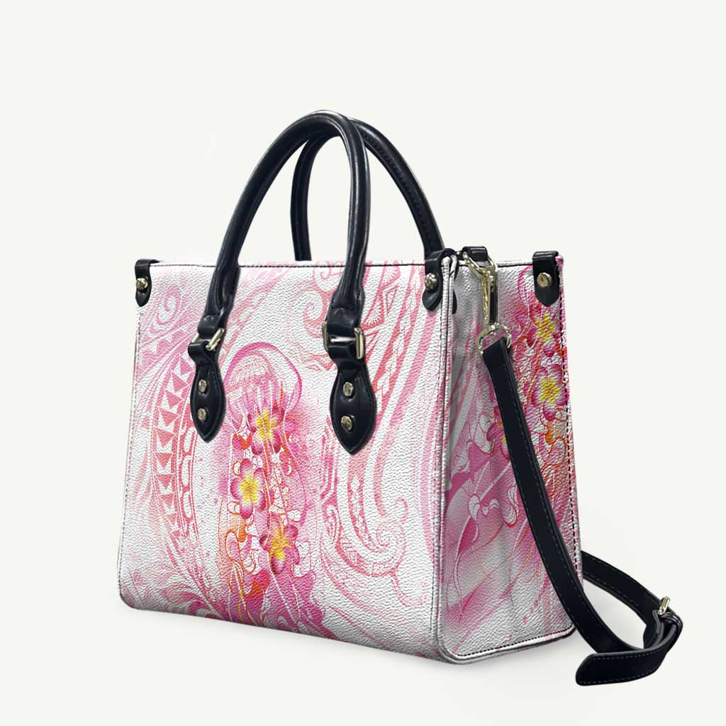 Rose Pink Polynesian Jellyfish Leather Bag Watercolor Glows - Polynesian Pride