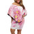 Rose Pink Polynesian Jellyfish Off Shoulder Short Dress Watercolor Glows - Polynesian Pride