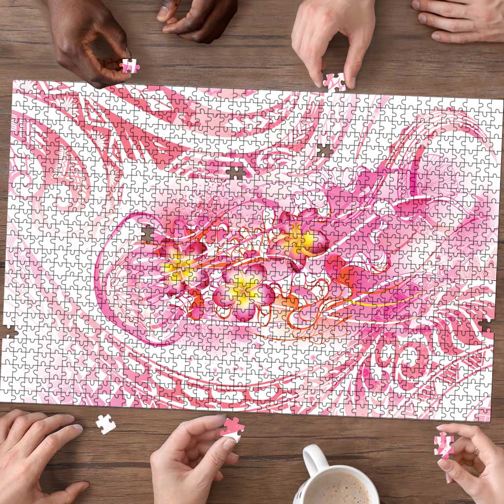Rose Pink Polynesian Jellyfish Puzzle Watercolor Glows - Polynesian Pride