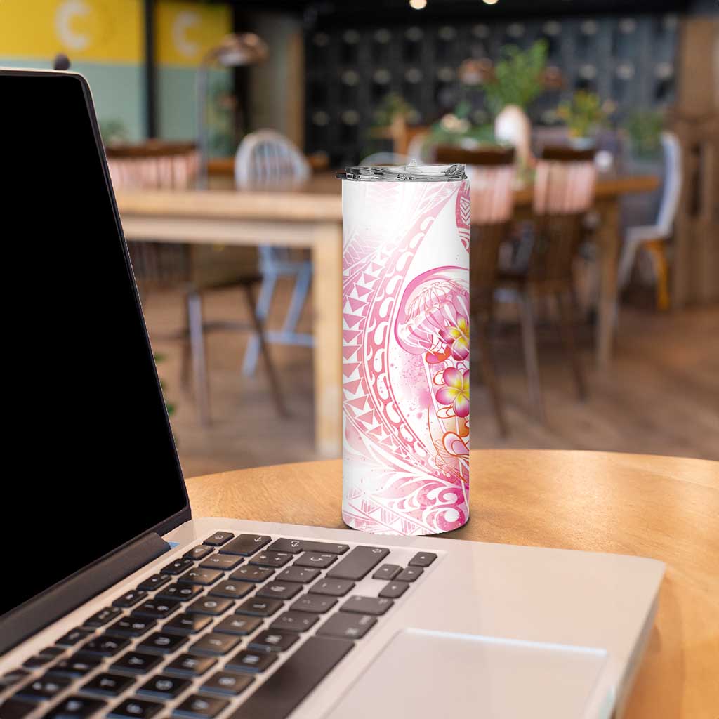Rose Pink Polynesian Jellyfish Skinny Tumbler Watercolor Glows - Polynesian Pride