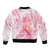 Rose Pink Polynesian Jellyfish Sleeve Zip Bomber Jacket Watercolor Glows - Polynesian Pride