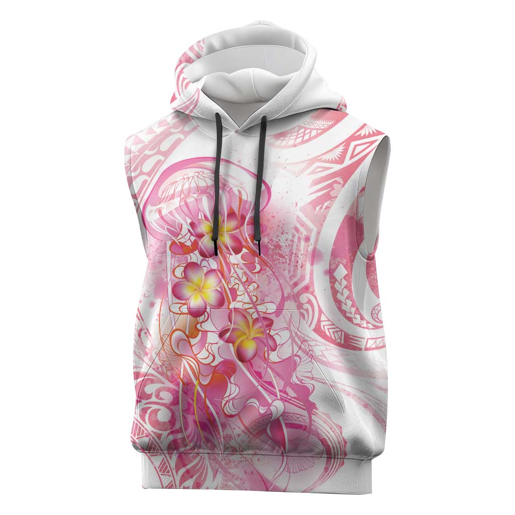 Rose Pink Polynesian Jellyfish Sleeveless Hoodie Watercolor Glows LT7 Rose Pink - Polynesian Pride