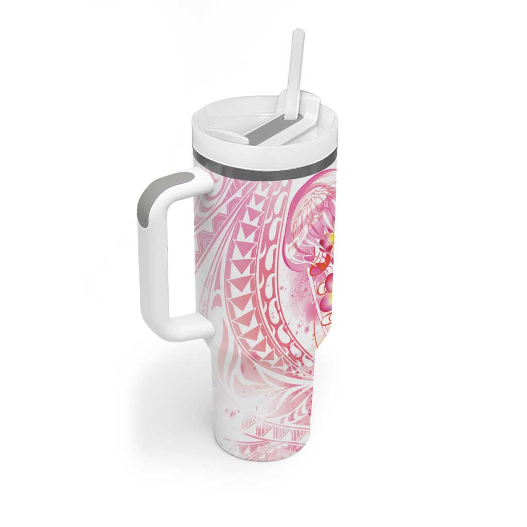 Rose Pink Polynesian Jellyfish Tumbler With Handle Watercolor Glows - Polynesian Pride