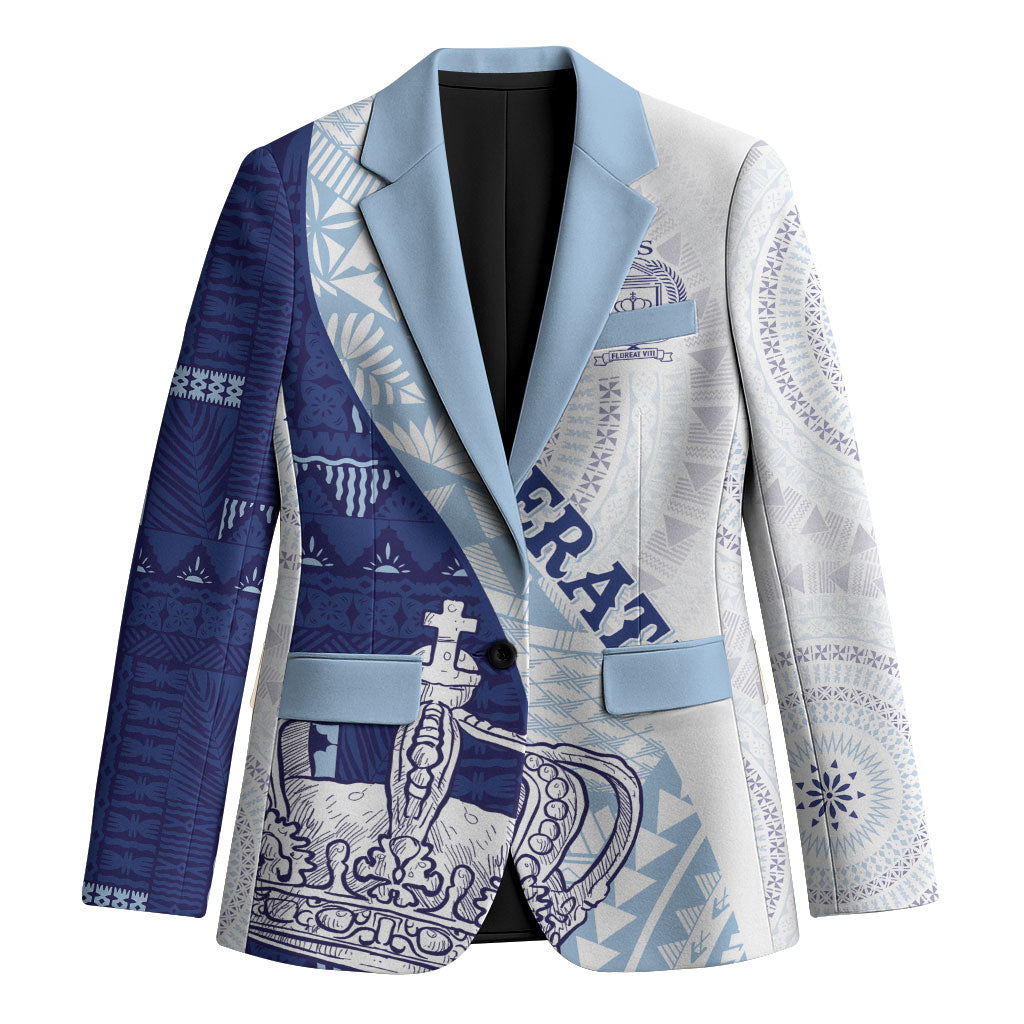 Queen Victoria School Fiji Vulinitu Verata House Blazer Masi Tapa LT7 Unisex Blue - Polynesian Pride