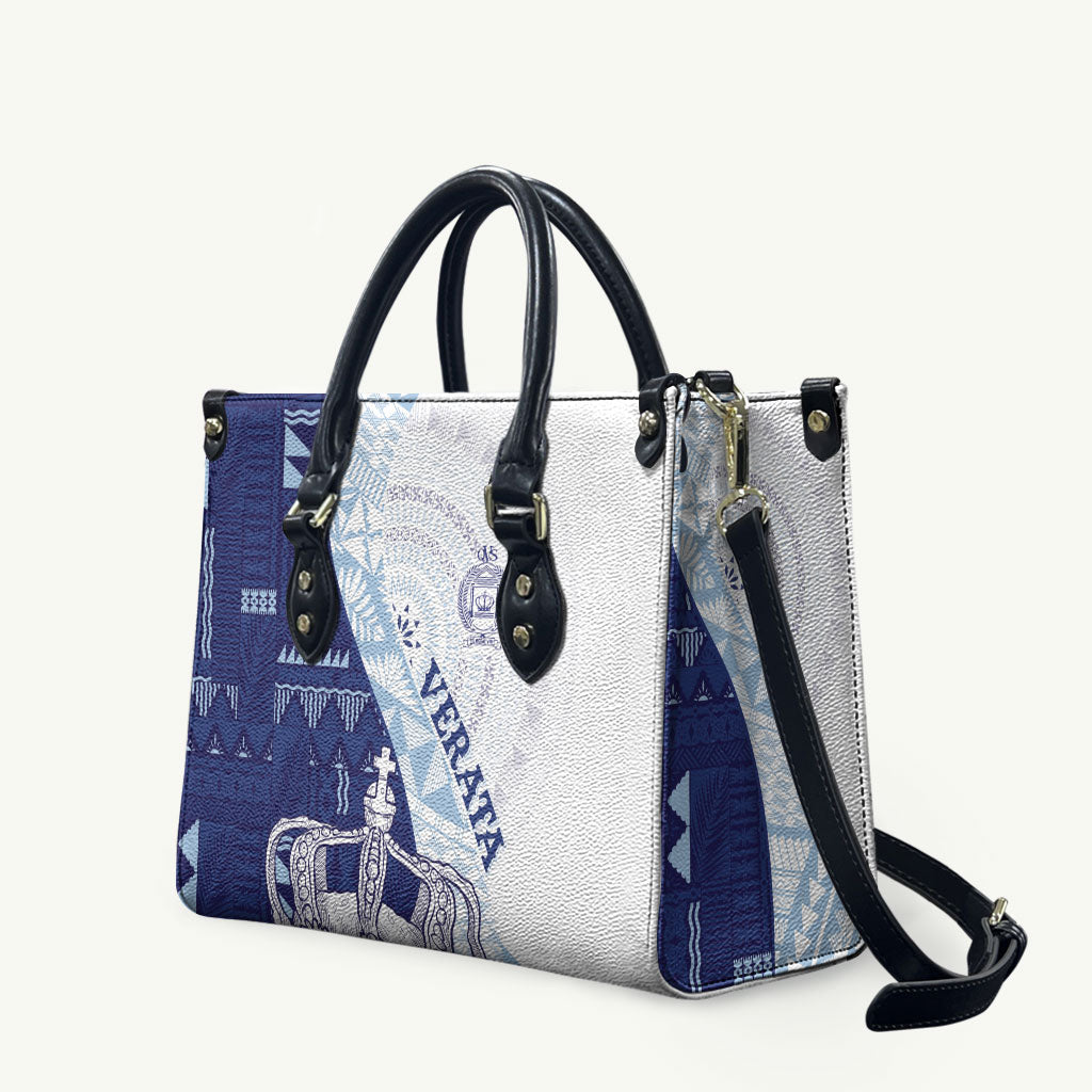 Queen Victoria School Fiji Vulinitu Verata House Leather Bag Masi Tapa
