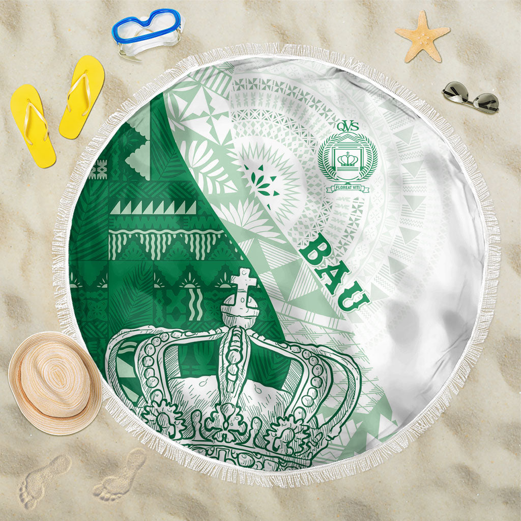 Queen Victoria School Fiji Vulinitu Bau House Beach Blanket Masi Tapa LT7 One Size 150cm Green - Polynesian Pride