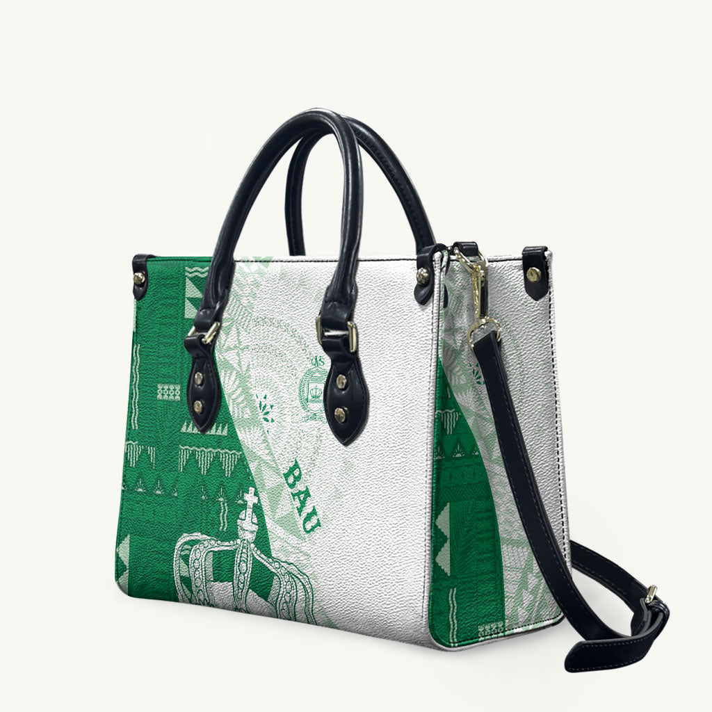 Queen Victoria School Fiji Vulinitu Bau House Leather Bag Masi Tapa