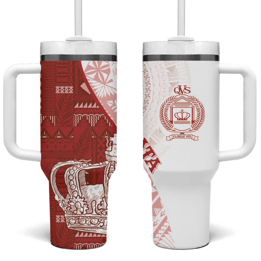 Queen Victoria School Fiji Vulinitu Tovata House Tumbler With Handle Masi Tapa