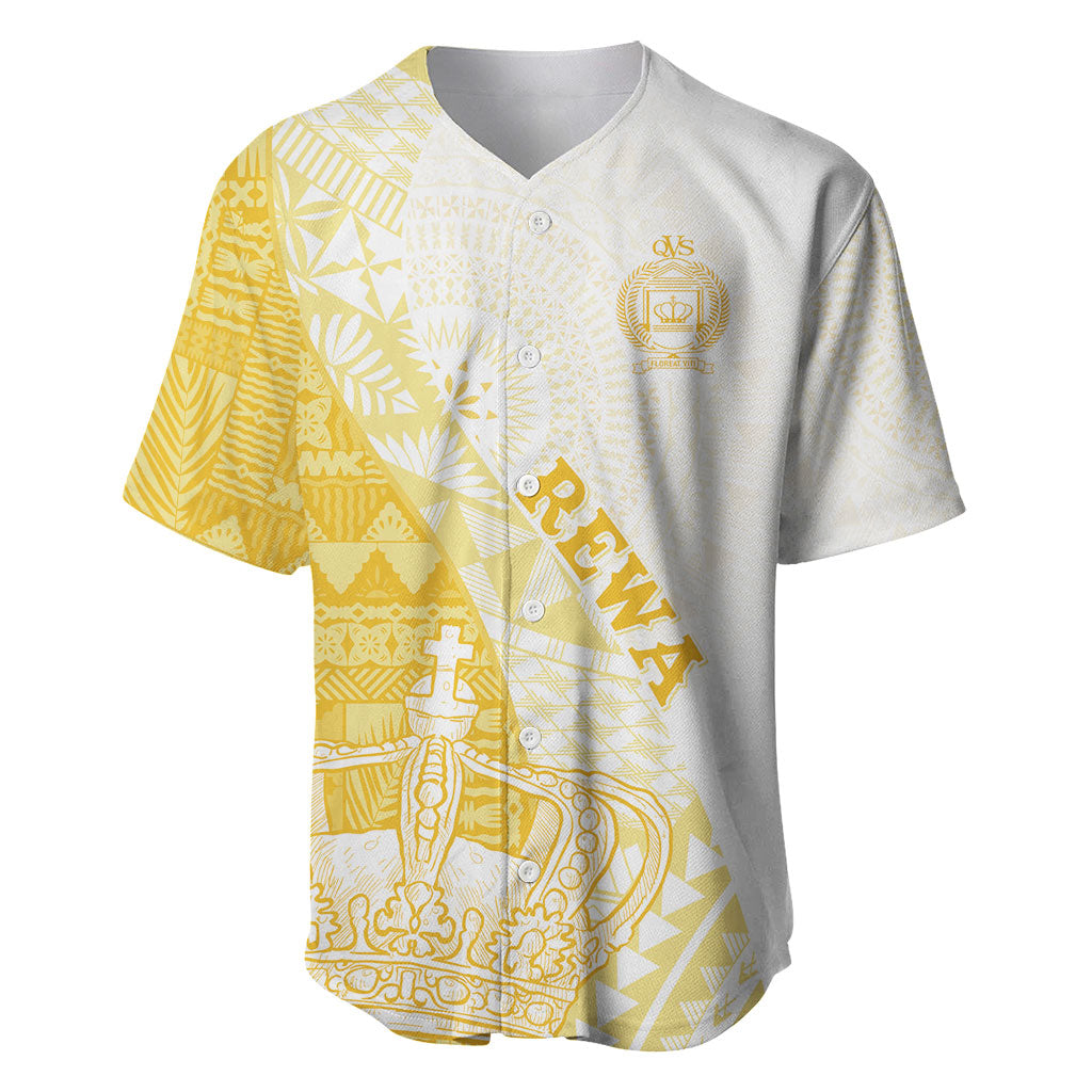 Queen Victoria School Fiji Vulinitu Rewa House Baseball Jersey Masi Tapa LT7 Yellow - Polynesian Pride