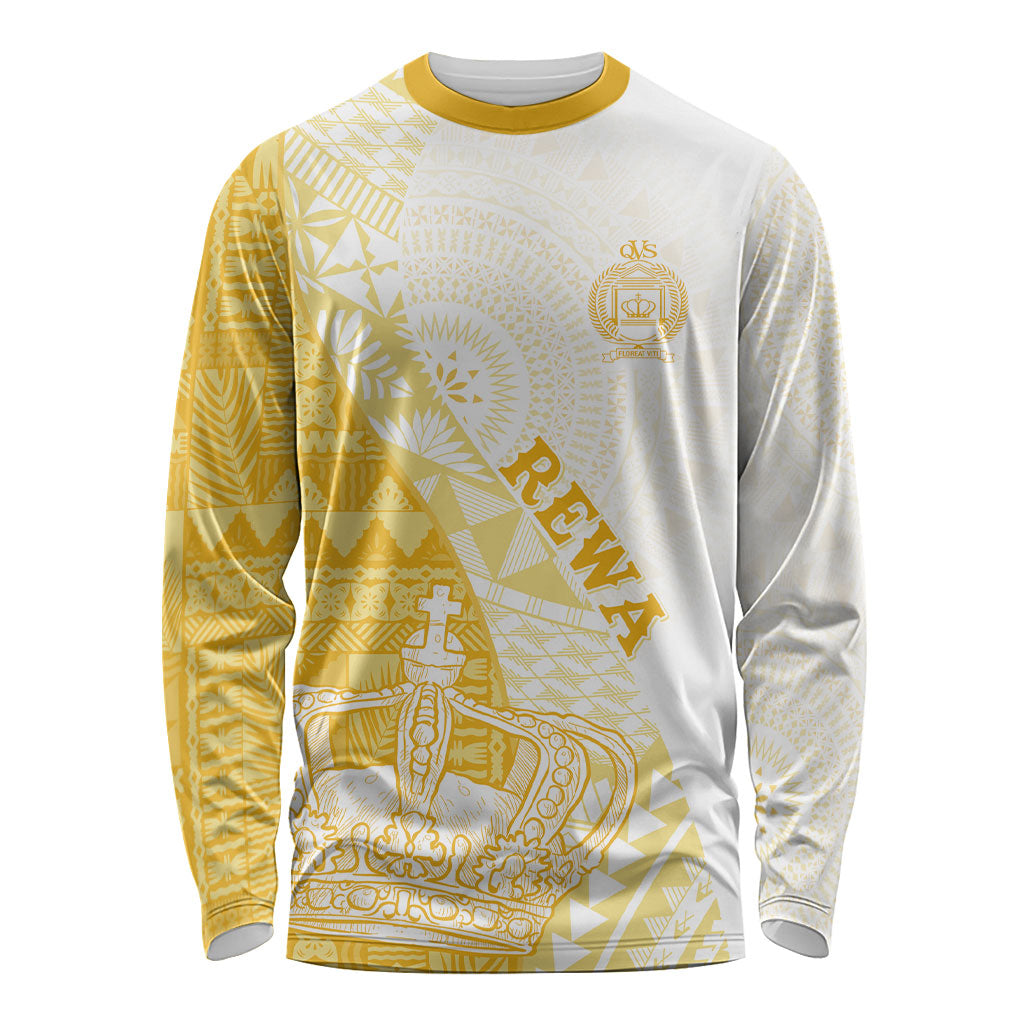 Queen Victoria School Fiji Vulinitu Rewa House Long Sleeve Shirt Masi Tapa