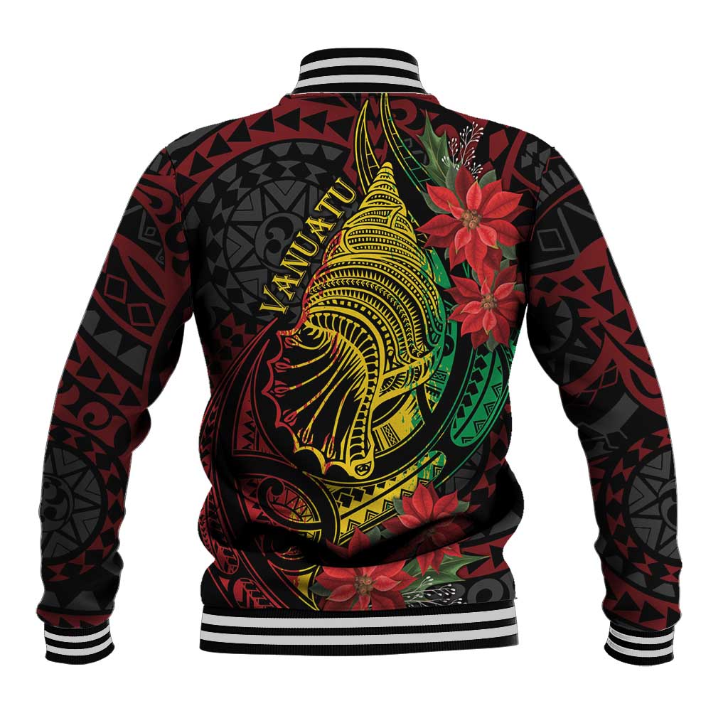 Vanuatu Meri Krismas Baseball Jacket Conch Shell Tribal Art