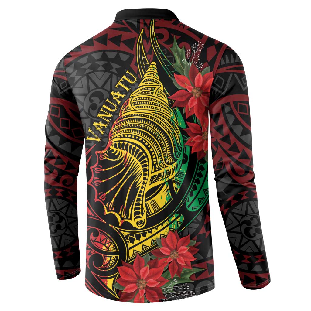 Vanuatu Meri Krismas Button Sweatshirt Conch Shell Tribal Art