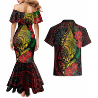 Vanuatu Meri Krismas Couples Matching Mermaid Dress and Hawaiian Shirt Conch Shell Tribal Art LT7 - Polynesian Pride