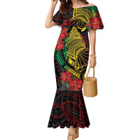 Vanuatu Meri Krismas Family Matching Mermaid Dress and Hawaiian Shirt Conch Shell Tribal Art LT7 Mom's Dress Art - Polynesian Pride