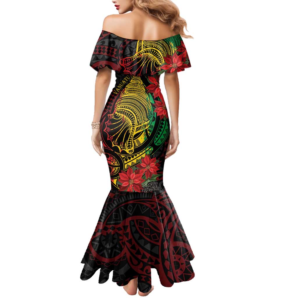 Vanuatu Meri Krismas Family Matching Mermaid Dress and Hawaiian Shirt Conch Shell Tribal Art LT7 - Polynesian Pride