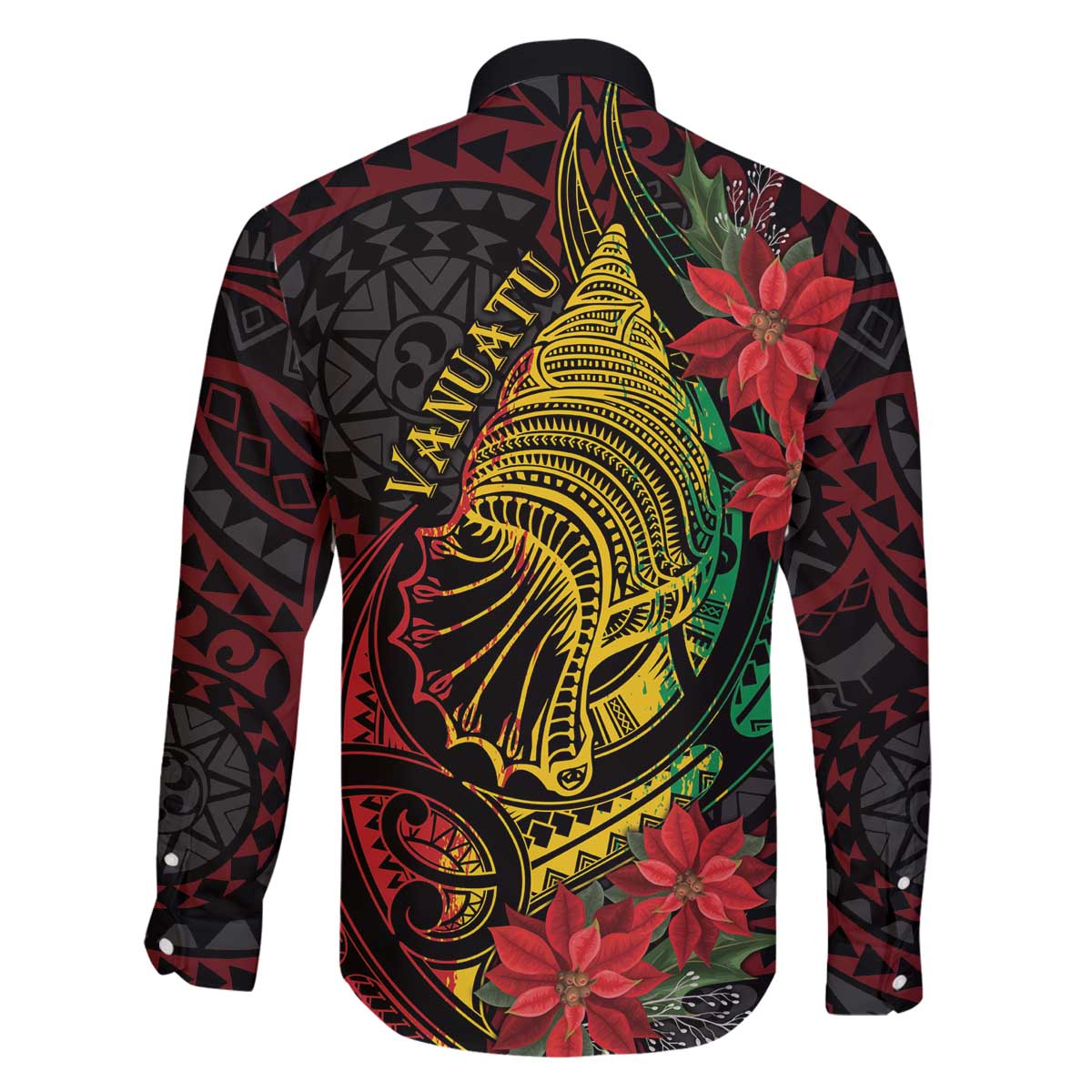 Vanuatu Meri Krismas Family Matching Off The Shoulder Long Sleeve Dress and Hawaiian Shirt Conch Shell Tribal Art LT7 - Polynesian Pride