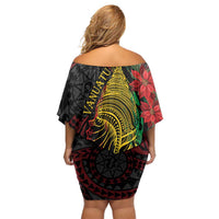 Vanuatu Meri Krismas Family Matching Off Shoulder Short Dress and Hawaiian Shirt Conch Shell Tribal Art LT7 - Polynesian Pride