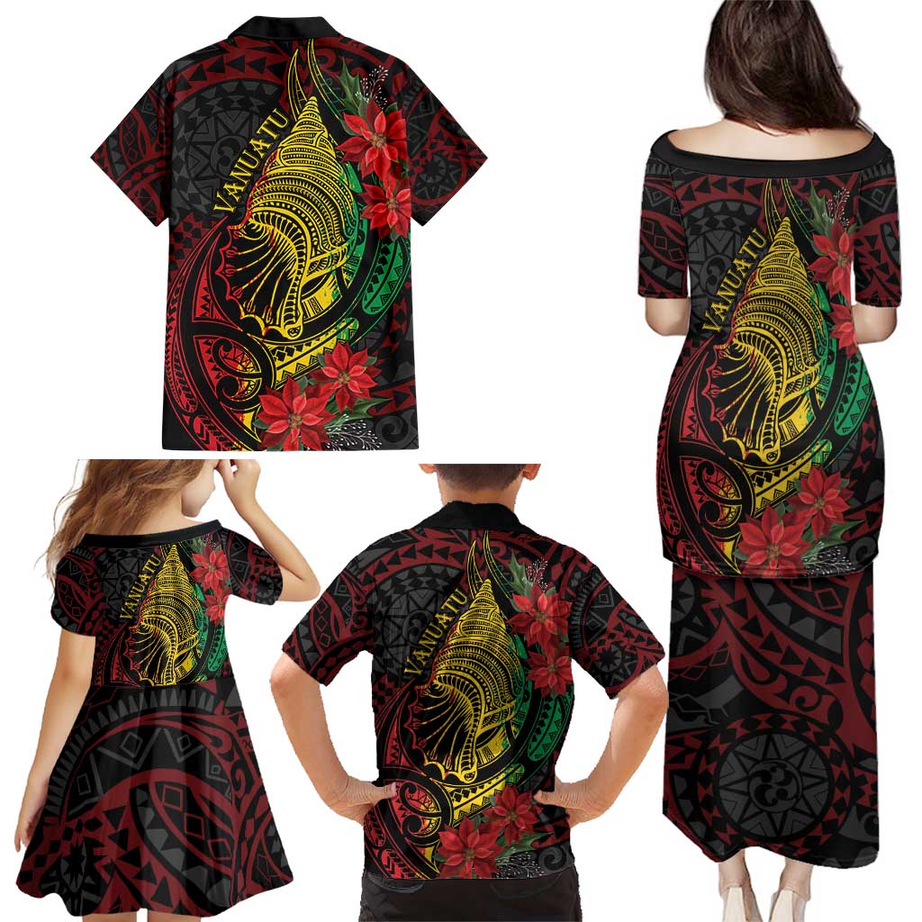 Vanuatu Meri Krismas Family Matching Puletasi and Hawaiian Shirt Conch Shell Tribal Art LT7 - Polynesian Pride