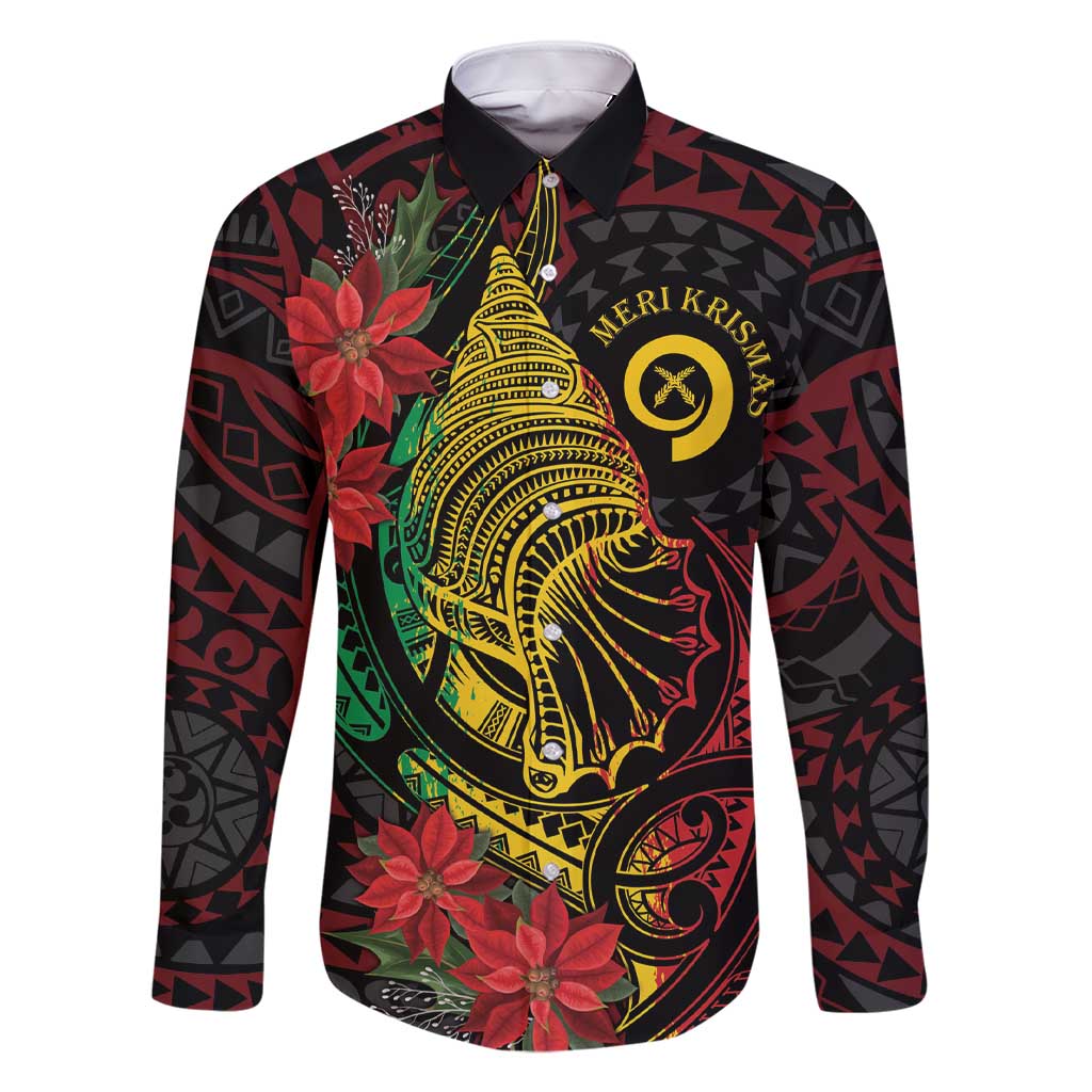 Vanuatu Meri Krismas Family Matching Short Sleeve Bodycon Dress and Hawaiian Shirt Conch Shell Tribal Art LT7 Dad's Shirt - Long Sleeve Art - Polynesian Pride