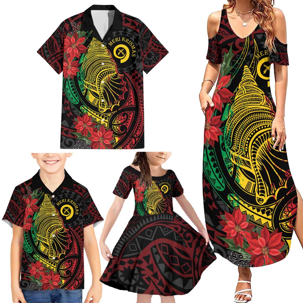 Vanuatu Meri Krismas Family Matching Summer Maxi Dress and Hawaiian Shirt Conch Shell Tribal Art LT7 - Polynesian Pride