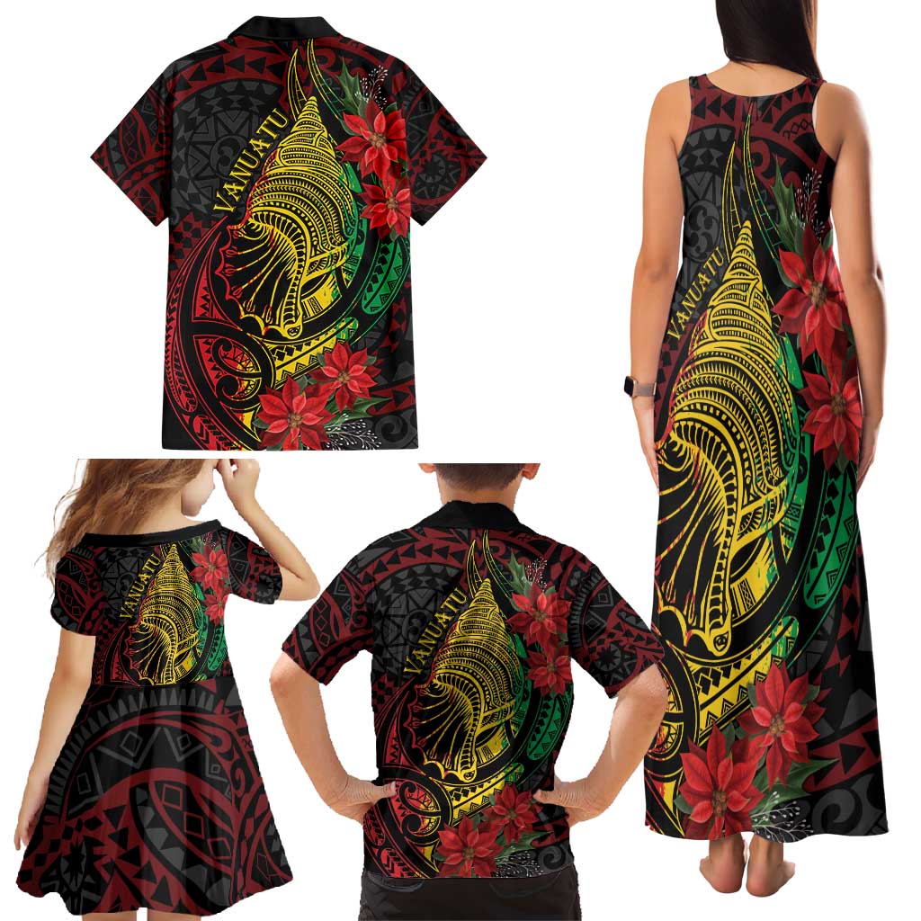 Vanuatu Meri Krismas Family Matching Tank Maxi Dress and Hawaiian Shirt Conch Shell Tribal Art LT7 - Polynesian Pride