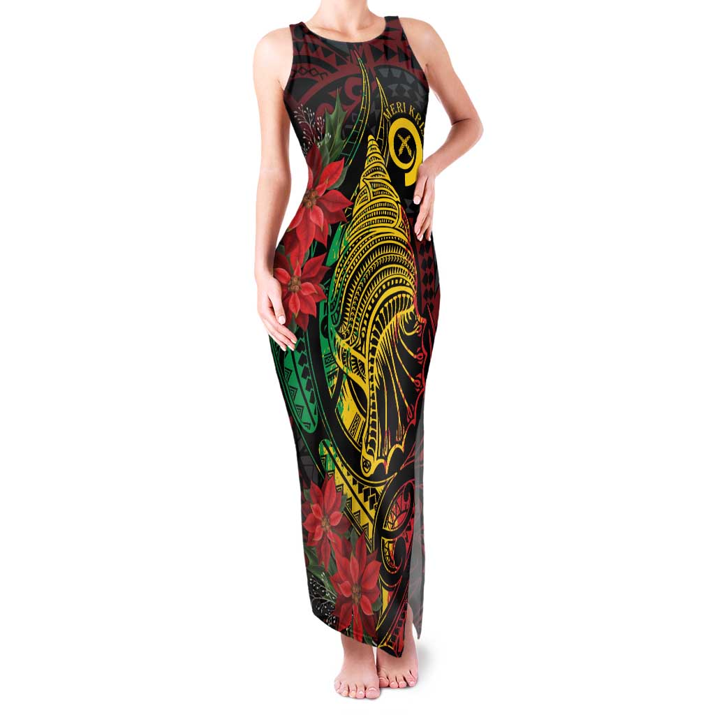 Vanuatu Meri Krismas Family Matching Tank Maxi Dress and Hawaiian Shirt Conch Shell Tribal Art LT7 Mom's Dress Art - Polynesian Pride