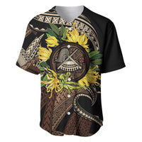 Samoa Moso'oi Flowers Tatau Baseball Jersey Festive Tapa Brown LT7 Brown - Polynesian Pride