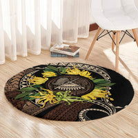 Samoa Moso'oi Flowers Tatau Round Carpet Festive Tapa Brown LT7 - Polynesian Pride