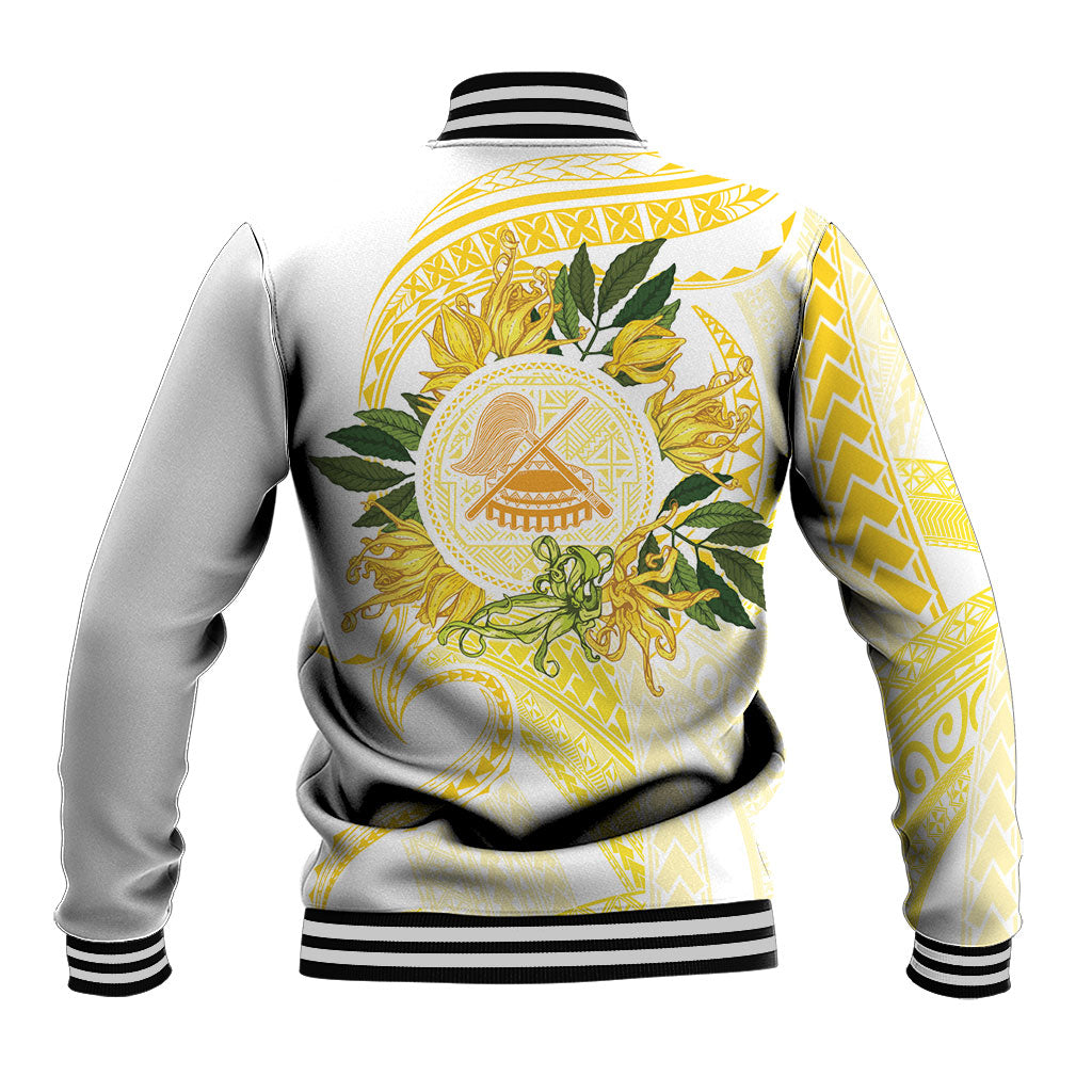 Samoa Moso'oi Flowers Tatau Baseball Jacket Festive Golden White LT7 - Polynesian Pride
