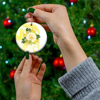 Samoa Moso'oi Flowers Tatau Ceramic Ornament Festive Golden White LT7 - Polynesian Pride