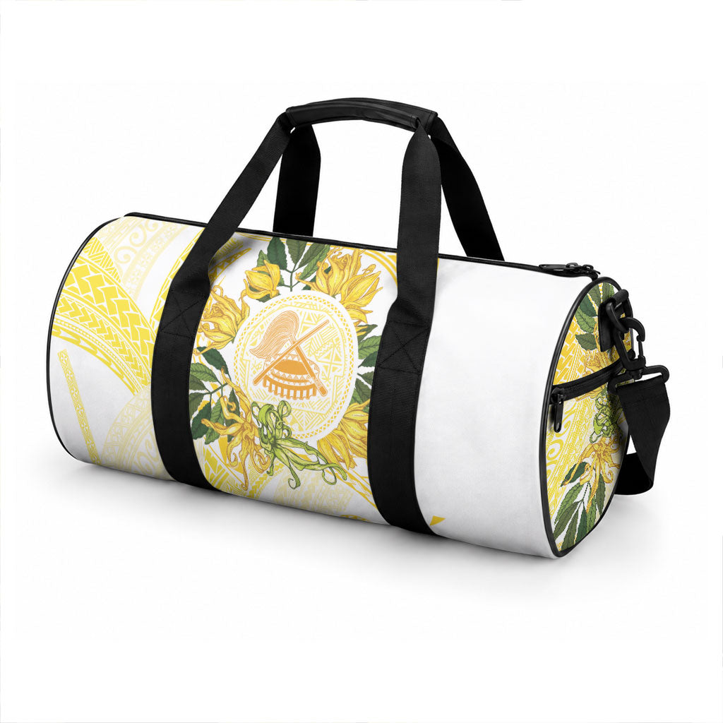 Samoa Moso'oi Flowers Tatau Duffle Bag Festive Golden White LT7 - Polynesian Pride