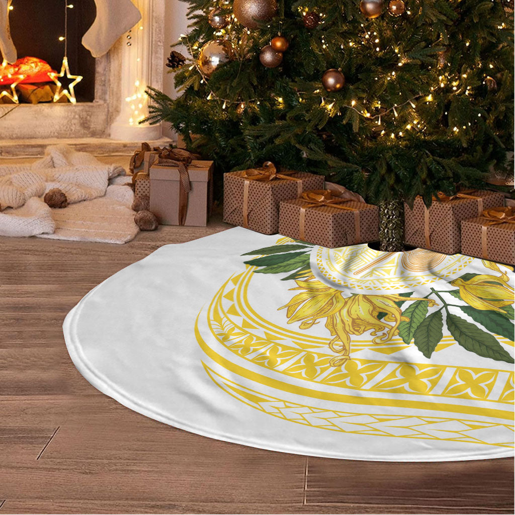 Samoa Moso'oi Flowers Tatau Tree Skirt Festive Golden White LT7 - Polynesian Pride