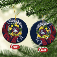 Samoa Moso'oi Flowers Tatau Ceramic Ornament Festive National Color LT7 Circle Blue Red - Polynesian Pride