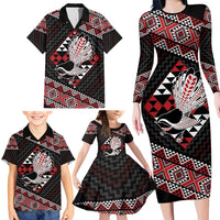 Taniko Aotearoa Family Matching Long Sleeve Bodycon Dress and Hawaiian Shirt Poutama Mix Piwakawaka LT7 - Polynesian Pride